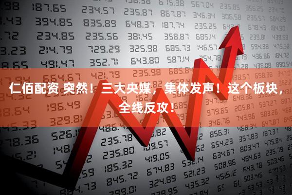 仁佰配资 突然！三大央媒，集体发声！这个板块，全线反攻！